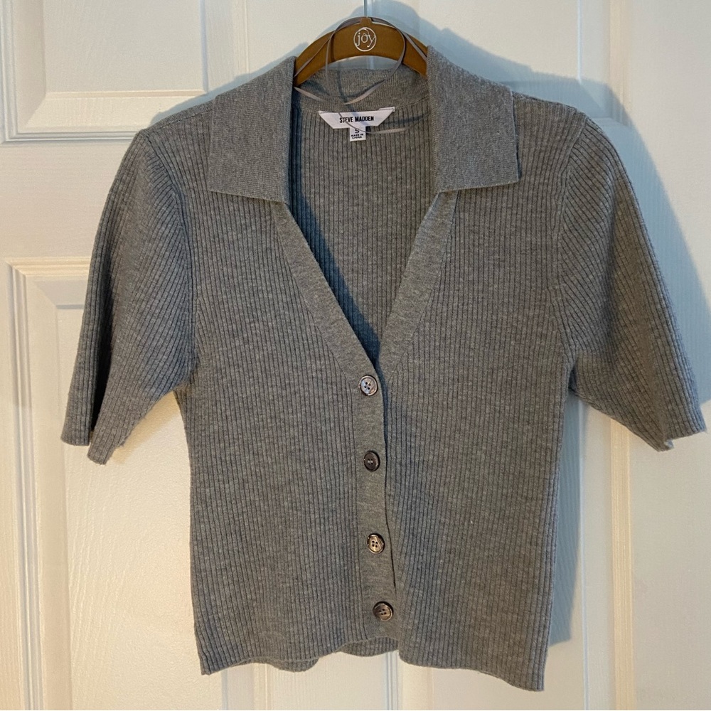 Grey steven madden cotton knit top - small